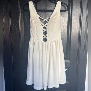 Gianni Bini White Backless Dress with Crisscross Design